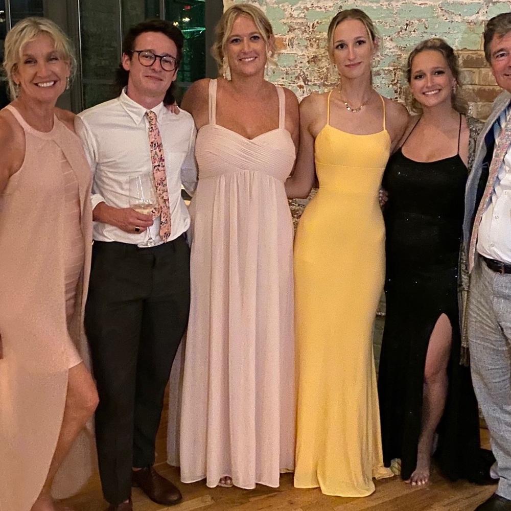 Pink bridesmaid dress with pockets